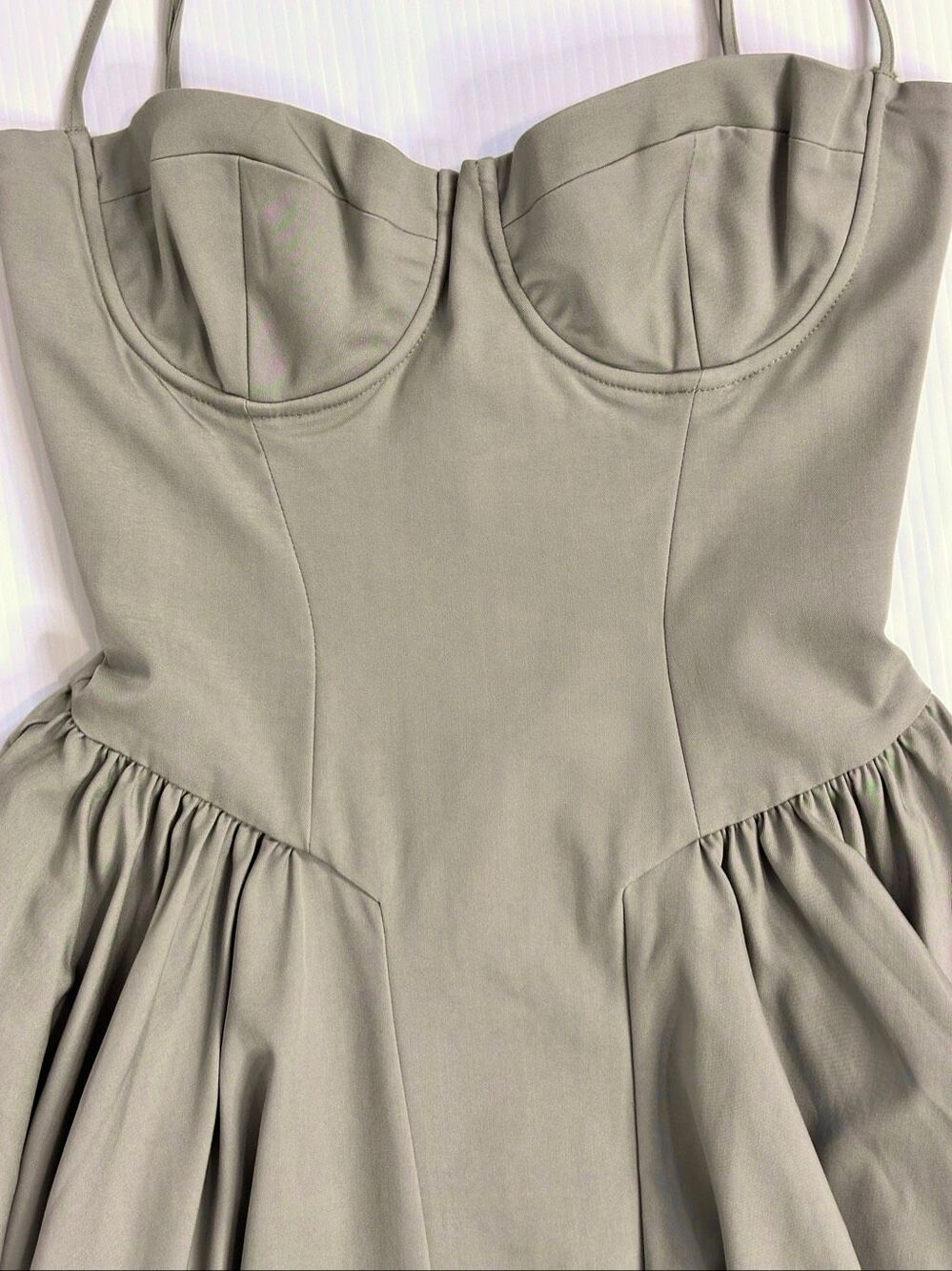 NWT House of CB Samaria Elm Taupe Corset Midi Dress M Romantic Coquette Wedding - Picture 7 of 16